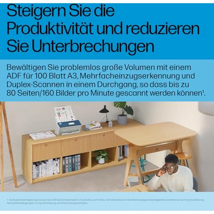 HP ScanJet Enterprise Flow N9000 sn1, ADF A3 Dokumentenscanner mit 600 DPI, 80 ppm, Touchscreen und Cloud-Integration – Bild 8