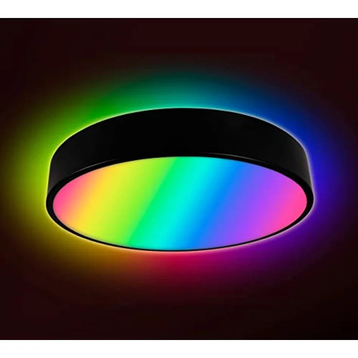 McShine - Led Deckenleuchte Wifi Deckenlampe dimmbar 35W, rund schwarz, RGB einstellbar per App, 3000K-6500K, Ø400xH50mm für Kinderzimmer, Wohnzimmer, Küche, Schlafzimmer – Bild 2
