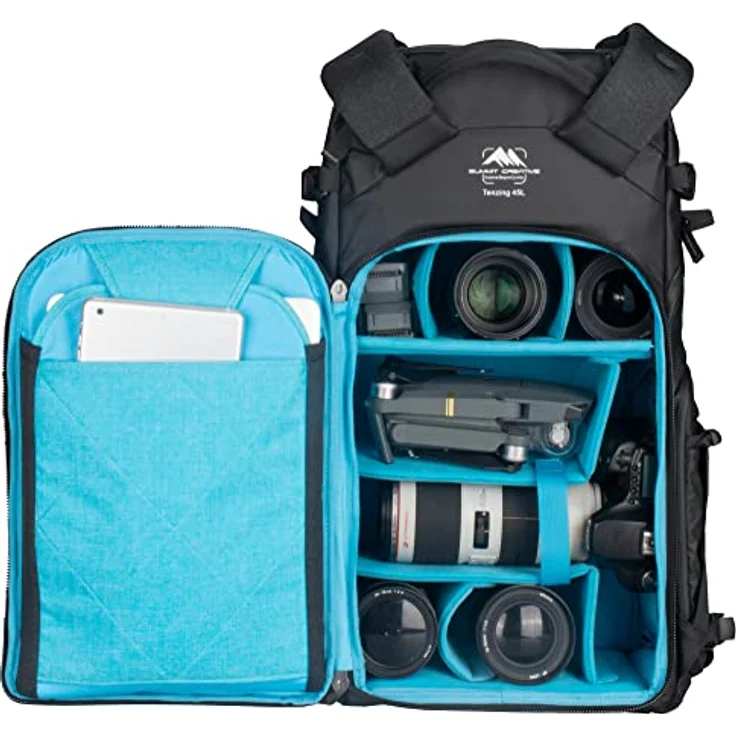 Summit Creative Tenzing Zip Top Backpack 25l, wasserabweisender Fotorucksack mit seitlichem Zugriff und Laptopfach bis 13,3", schwarz – Bild 5
