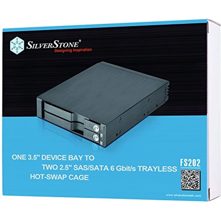 SilverStone SST-FS202B - trägerloser 3,5''Aluminium Hot Swap-Festplatten-Wechselrahmen für 2 x 2,5'' SAS-SATA-HDDs oder SSDs mit Metallschloss an jeder Einschubtür und Statusanzeige-LEDs, schwarz – Bild 5