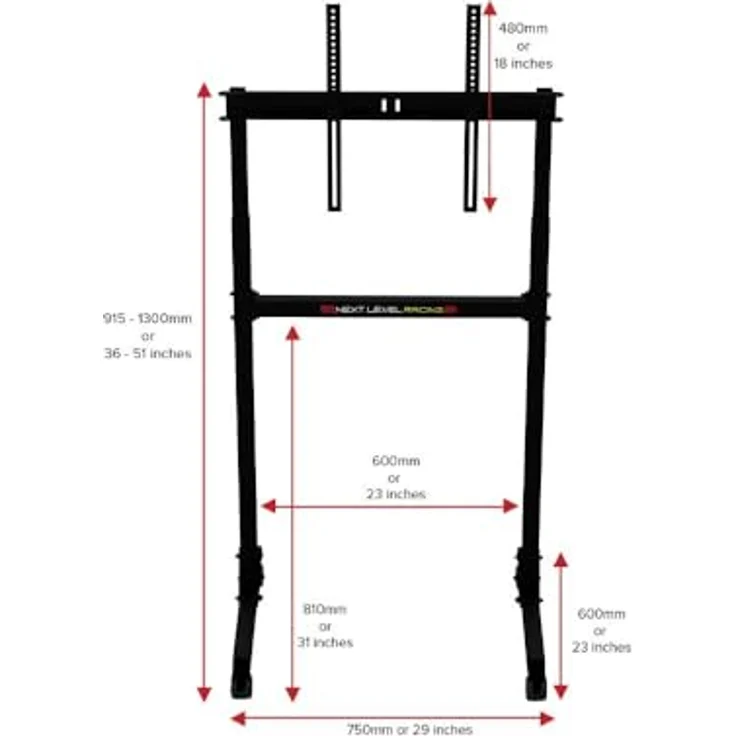 Next Level Racing Free Standing Single Monitor Stand, TV-Ständer für Bildschirme bis 85 Zoll und 70 kg, schwarz – Bild 3