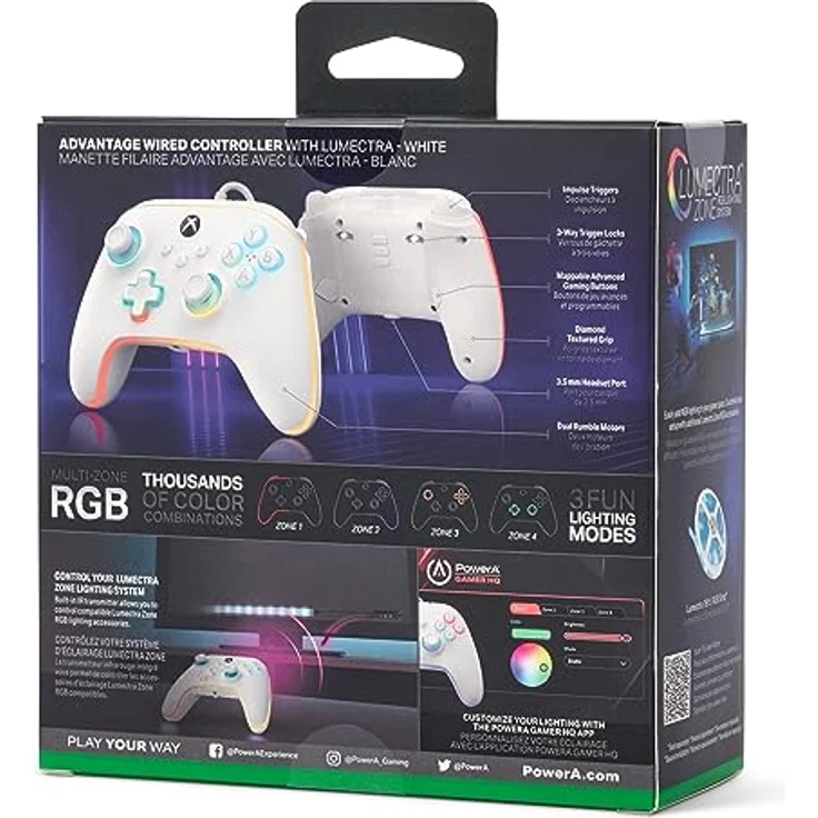 PowerA XB Controller Advantage, kabelgebunden für Xbox Series X/S, Lumectra weiß, mit RGB-Beleuchtung und 2 programmierbaren Gaming-Buttons – Bild 3