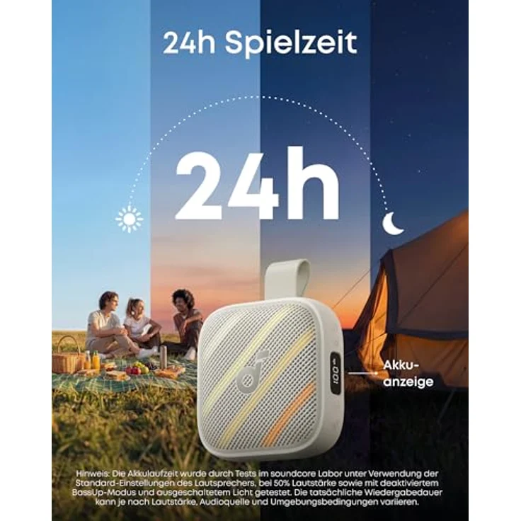 soundcore Boom Go 3i, tragbarer Bluetooth-Lautsprecher mit 15W Sound, 24h Spielzeit, IP68 wasserfest, RGB Lichtshow, beige – Bild 3
