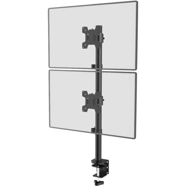 Maclean MC-966 Vertikale Doppelmonitorhalterung für 13-27" Zoll OLED QLED LCD und LED Monitore bis 9kg, schwenkbar, neigbar, drehbar, VESA 75x75 100x100, schwarz – Bild 2