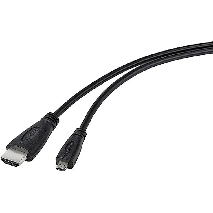 TRU Components HDMI Anschlusskabel TC-9449896, HDMI-A Stecker zu HDMI-Micro-D Stecker, 1.80m, Schwarz