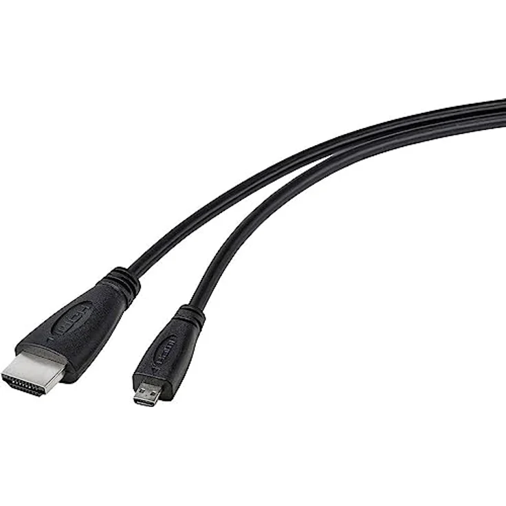 TRU Components HDMI Anschlusskabel TC-9449896, HDMI-A Stecker zu HDMI-Micro-D Stecker, 1.80m, Schwarz