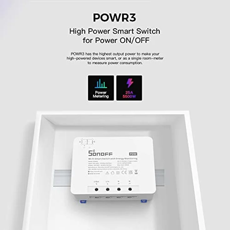 Sonoff POWR3 High Power Smart Switch, Schaltaktor, WiFi – Bild 2