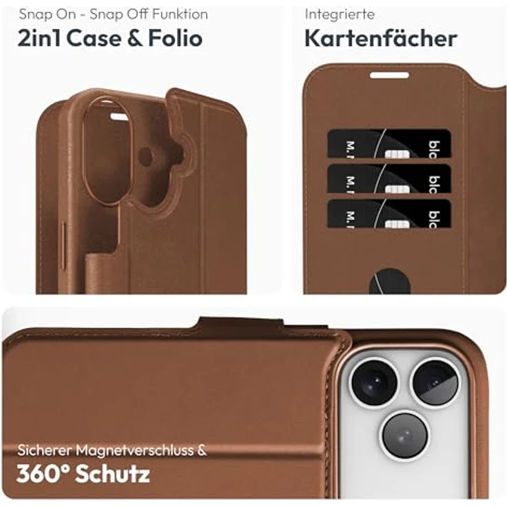 VONMÄHLEN Vegan Leather Folio 2-in-1 Handyhülle für iPhone & MagSafe – Magnetisches Wallet Case aus recyceltem Material mit Kartenfach, Standfunktion & 360° Schutz – Bild 3