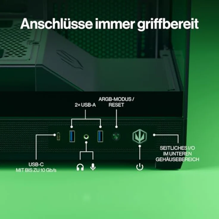 ENDORFY Fishtank 6000 Flex, PC-Gehäuse ATX E-ATX, gehärtetes Glas, USB-C, Unterstützung für 2x 360 mm Kühlung, bis zu 9 Lüfter, GPU bis 445 mm, modernes schwarz – Bild 3