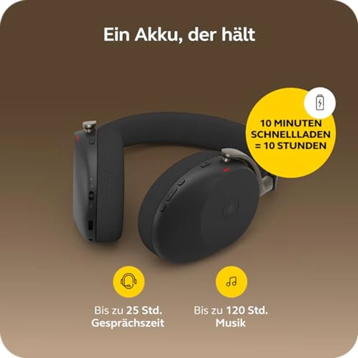 Jabra Evolve3 85, Over-Ear Bluetooth Headset mit Mikrofon, Adaptive Aktive Geräuschunterdrückung, 25h Akku, USB-C, Schwarz – Bild 3