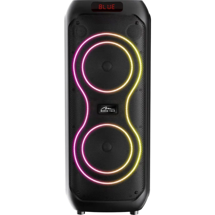 Media-Tech Power Audio Max MT3185, Großer Bluetooth-Lautsprecher mit 120 W RMS, 8-Zoll-Lautsprechern, Karaoke-Funktion, LED-Display, USB, microSD, AUX, BT 5.3, tragbar mit 11 Std. Akku