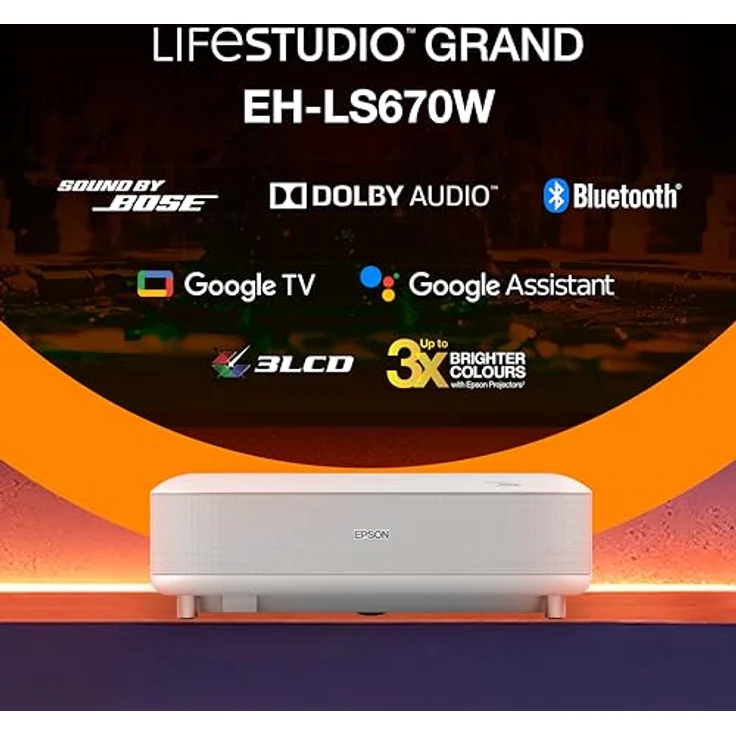 Epson EH-LS670W, Ultrakurzdistanz-Smart-Laserprojektor mit 3600 Lumen und integriertem Google TV, Weiss – Bild 4