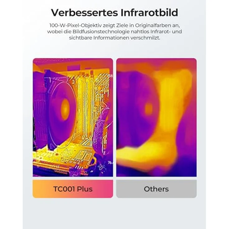 TOPDON TC001 Plus Wärmebildkamera, 512 x 384 IR Auflösung, -20 bis 550 °C, Dual-Objektiv Thermokamera für Elektrik und HVAC-Inspektionen, mit USB-Verlängerungskabel und EVA-Tasche – Bild 2