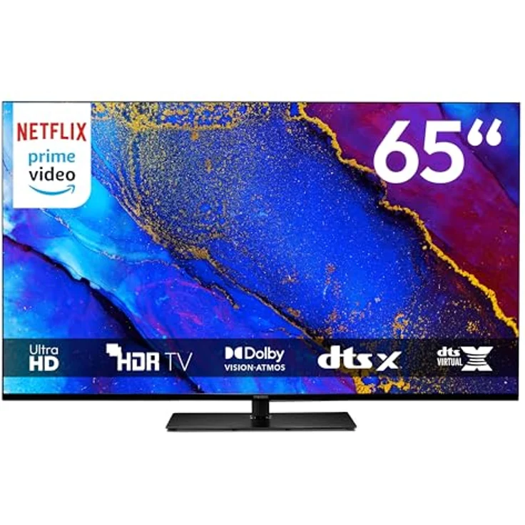 MEDION MD 865400, 65 Zoll 4K Smart TV mit Dolby Vision HDR, Dolby Atmos, Google TV, schwarz – Bild 1