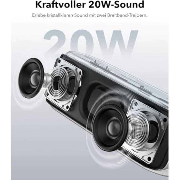 soundcore Select 2S, tragbarer Bluetooth-Lautsprecher mit 20W Stereo-Sound, BassUp™-Technologie, 16h Wiedergabe, drahtloses Stereo Pairing und IPX7-Wasserschutz, schwarz – Bild 2