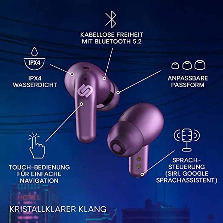 Urbanista Seoul In-Ear-Kopfhörer, True Wireless, IPX4, lila – Bild 5