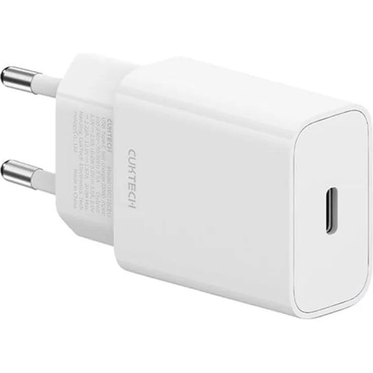 CUKTECH 20W Type-C Charger, EU-Stecker, Weiß, mit GaN-Technologie und USB-C Power Delivery, kompaktes Design, Schutzfunktion für Geräte