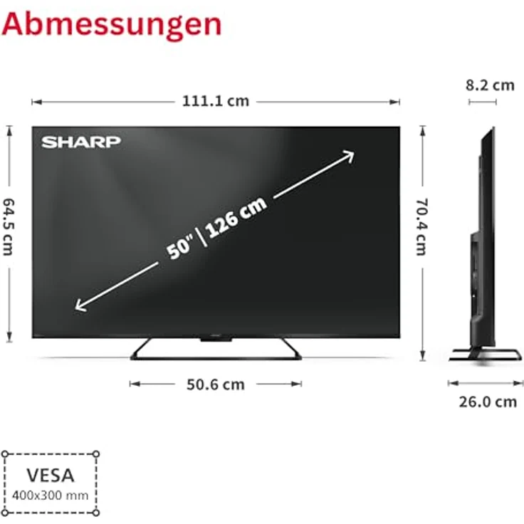 Sharp 50HR7765E QLED Fernseher 50 Zoll, 4K UHD, Google Smart TV, HDR Dolby Vision, 144Hz Gaming – Bild 3