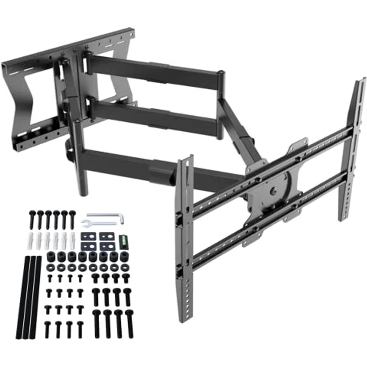 XTRARM TiTon Double 100 cm, TV-Wandhalterung, schwenkbar, neigbar 80kg, VESA max.600x400 Schwarz – Bild 1