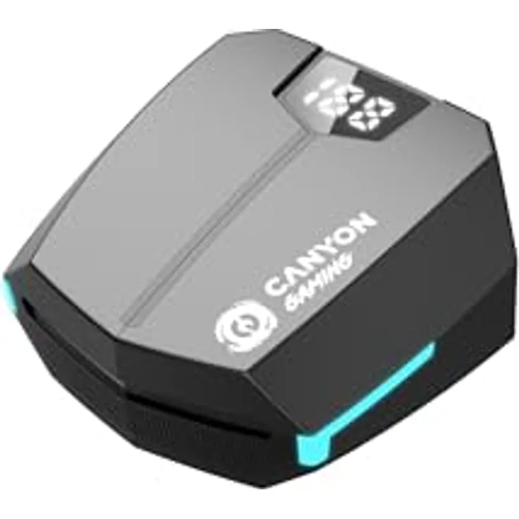 Canyon GTWS-2, Kabelloses Gaming Headset mit 45 ms Latenz und 37,5 Std. Akkulaufzeit, Schwarz