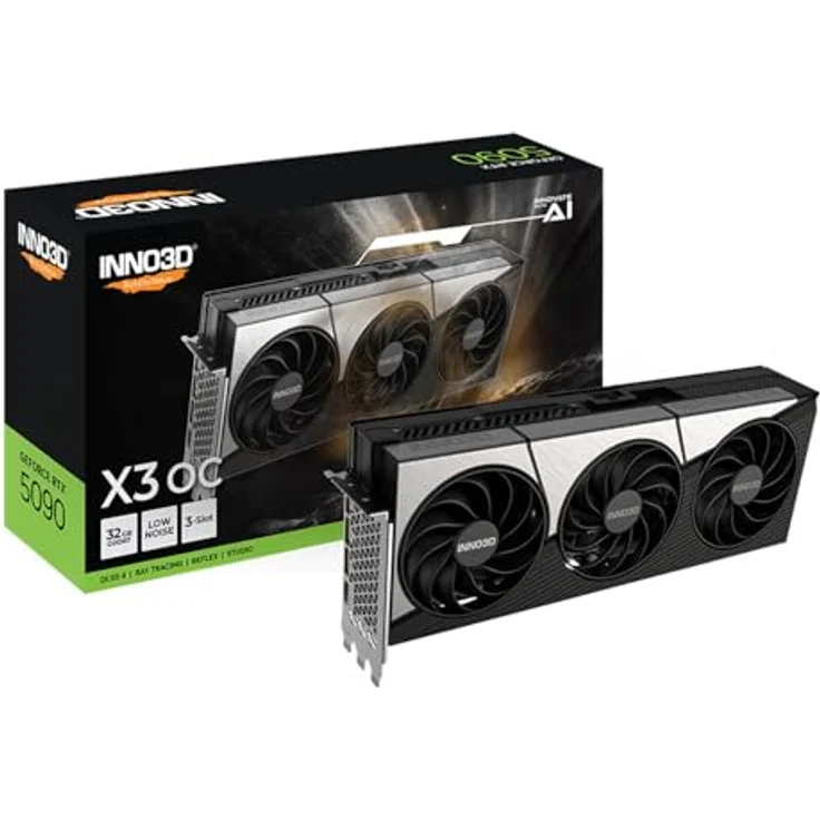 Inno3D GeForce RTX 5090 X3 OC 32GB GDDR7 Grafikkarte, PCI Express 5.0, NVIDIA G-SYNC, 3 Lüfter cooling – Bild 1