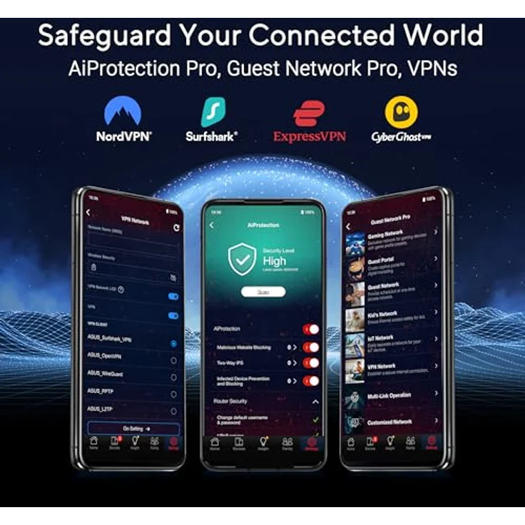 ASUS ROG Rapture GT-BE19000 Tri-Band WiFi 7 Gaming Router (320MHz Bandbreite & 4096-QAM, MLO, Zwei 10G Ports, AI WAN Erkennung, Triple-Level Game Acceleration, Gaming Network, Aura RGB, AiMesh) - Ultraschnelles WiFi 7, 19 Gbit/s, 6-GHz-Band, 10G Ports, Quad-Core-CPU, RangeBoost Plus – Bild 6