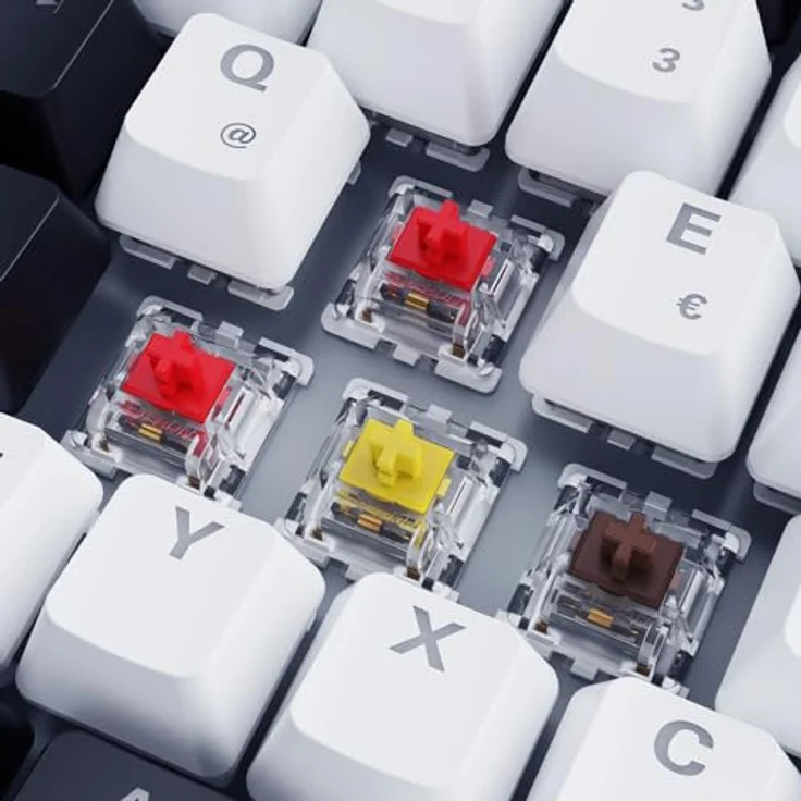 Sharkoon Skiller SGK50 S3 Weiß, RGB Gaming Keyboard, Gateron Yellow, 75% Layout – Bild 3