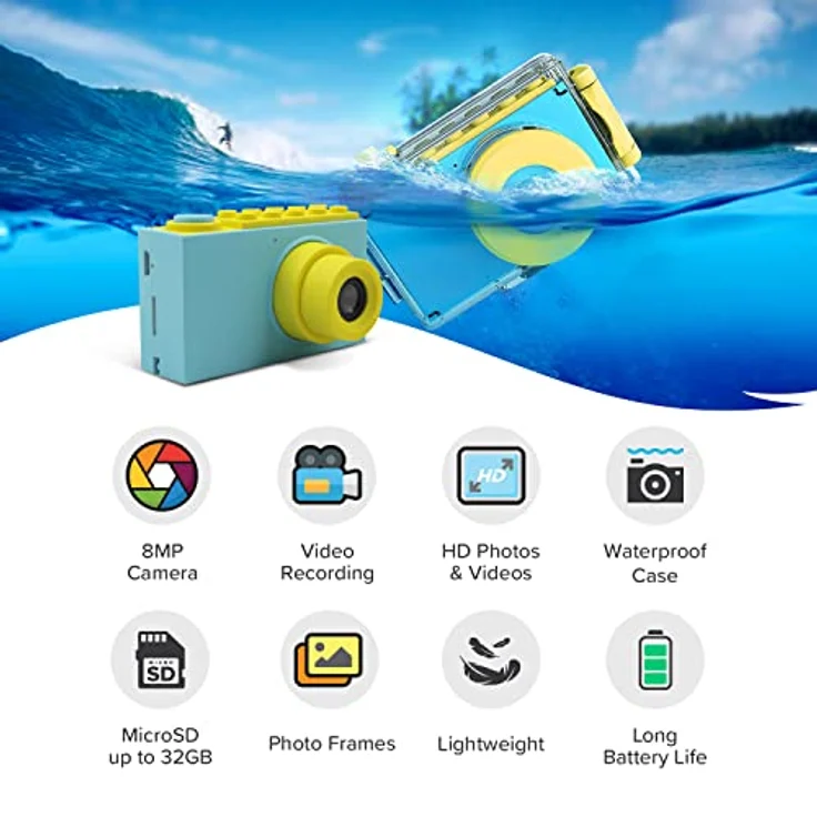 OAXIS myFirst Camera 2 - Kinder-Unterwasserkamera zum Schnorcheln, Shutterbug, wasserdicht, echte 8 MP, inkl. 16 GB Karte – Bild 4