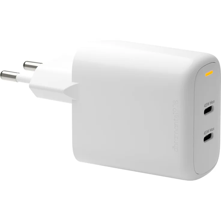 dbramante1928 re-charge EU Wandladegerät, 2x USB-C 45W, aus 100% recyceltem Kunststoff, Weiss