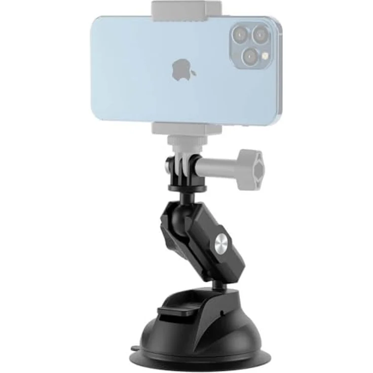 Telesin TE-SUC-012, Universelle Saugnapfhalterung für Handy und Action-Kamera, adjustable mit 360°-Drehung, max. Tragfähigkeit 10 kg – Bild 5