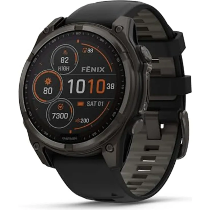 Garmin Fenix 8 Smartwatch, Multisport-GPS-Smartwatch mit großem Display, Schwarz