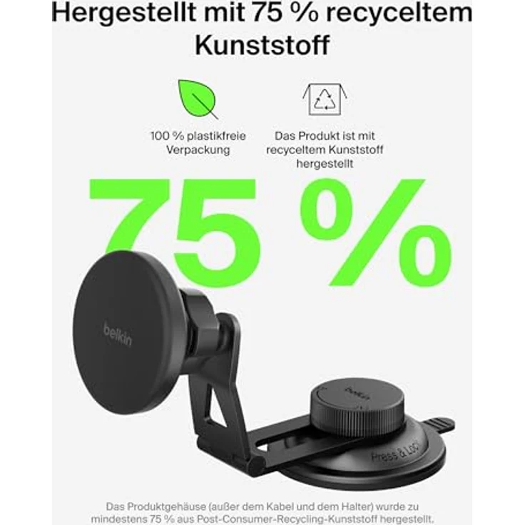 Belkin Magn.kabelloses Kfz-Ladegerät Qi2 WIC013hqBK mit Halterung, 15 W, Wireless Charger, Schwarz – Bild 9