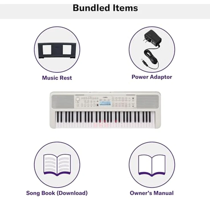 Yamaha EZ-310, Home-Keyboard mit 61 Tasten, Leuchttasten und umfangreichen Lernfunktionen, weiß, inkl. Netzteil PA-130 A – Bild 9