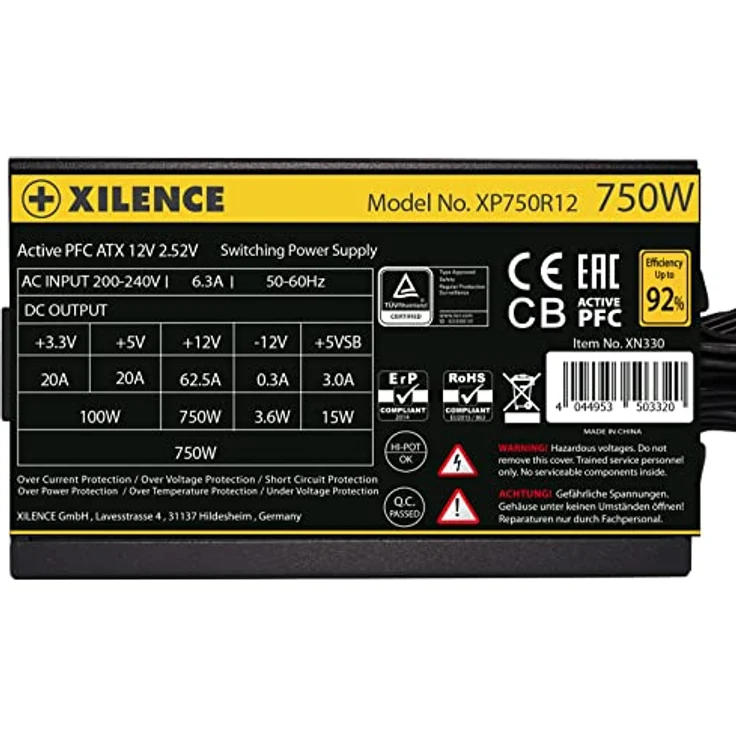 Xilence XP750R12 750W PC Netzteil, Meet 80+ Gold, Gaming, ATX, schwarz – Bild 4