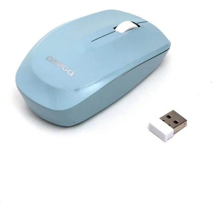 Omega OM229LB Kabellose Maus, 1200 DPI, 2.4 GHz Funk, USB-Empfänger, hellblau