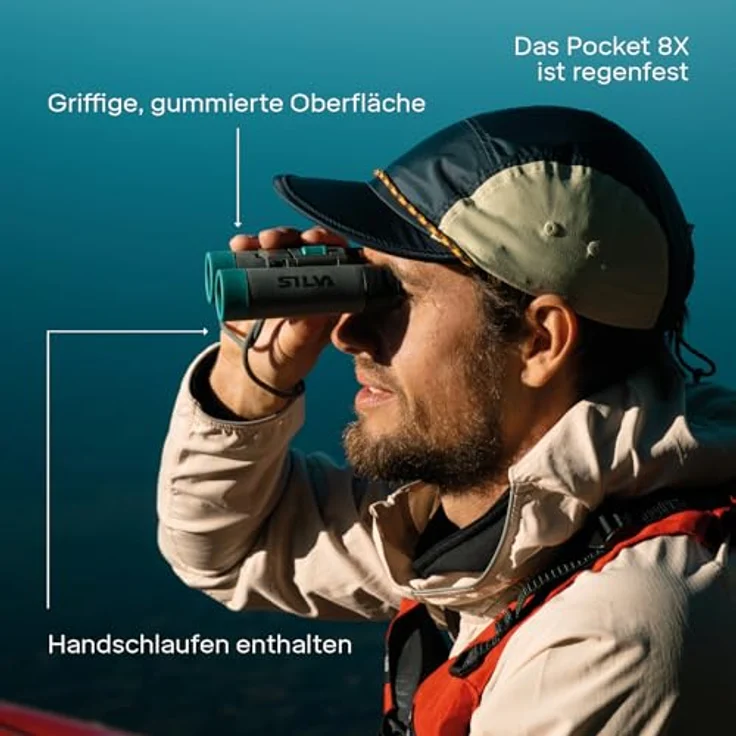 Silva Pocket 8X Fernglas, 8x21 wasserfest mit BK7 Optik, faltbar, inkl. Etui und Handschlaufen – Bild 4