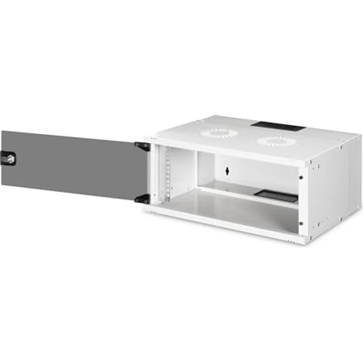 DIGITUS Netzwerkschrank SoHo Pro - 19-Zoll Rack 4 HE - Unmontiert - Wandmontage - 400 mm Tiefe - 327 mm Nutztiefe - Traglast 60 kg - Glastür - Grau – Bild 2