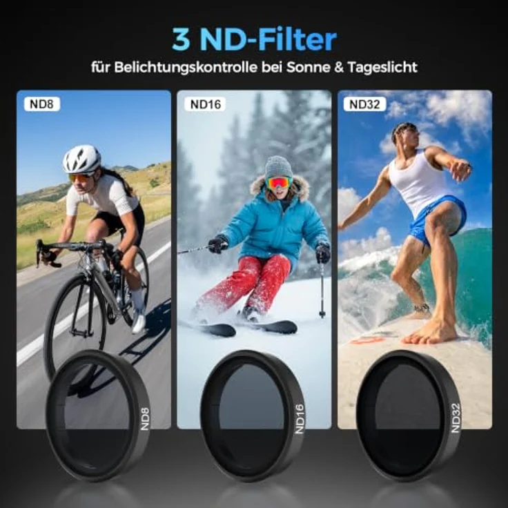 Rollei ND Filterset für DJI Osmo Action 5 PRO/4/3, ND8+ND16+ND32+CPL, optimales lichtreduzierendes Zubehör für klare Aufnahmen – Bild 4