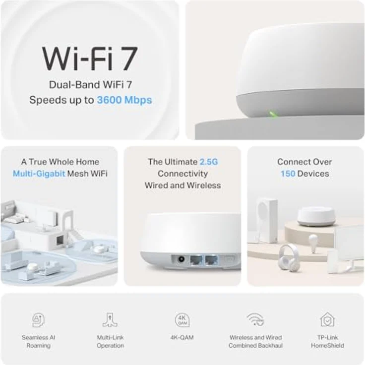TP-Link Deco BE25 WiFi 7 Mesh WLAN(3 Pack), BE3600 Dual-Band, 2 x 2.5 Gbit/s Port - Empfohlen für Häuser mit 4-6 Zimmern – Bild 3
