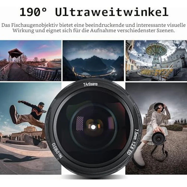 7artisans 7,5 mm f2.8 Mark II, APS-C Fischaugen-Weitwinkel-Objektiv mit 190° Blickwinkel für Canon R Mount Kameras R RP R5 R6 – Bild 2