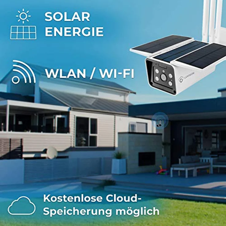 LUVISION WLAN / WiFi & Solar IP Überwachungskamera | autonome kabellose Outdoor-Kamera Solarpanel & WLAN | Full HD Nachtsicht | Gegensprechanlage | Cloud | ALEXA & Google Home kompatibel – Bild 3