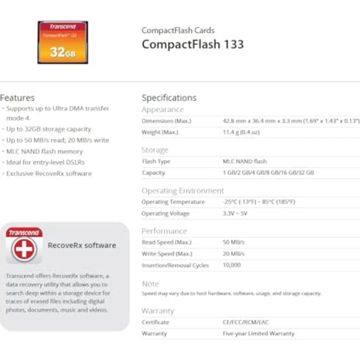 Transcend CFCard 1GB 133x – Bild 5