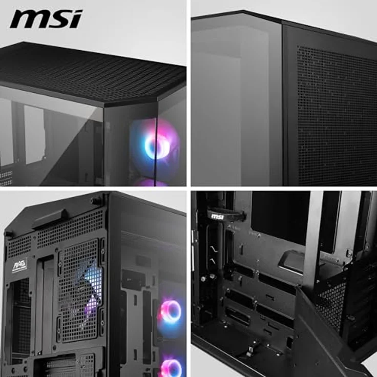 MSI MAG PANO 100R PZ, Midi-Tower PC-Gehäuse in Schwarz mit gehärtetem Glas und RGB-Beleuchtung, ATX-kompatibel, inkl. 3 Lüfter – Bild 7