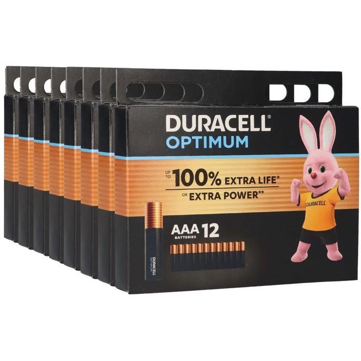 Duracell MN2400 AAA Micro Batterie Optimum, 96er Pack (8x 12er Blister), 1,5 Volt, langlebig und leistungsstark