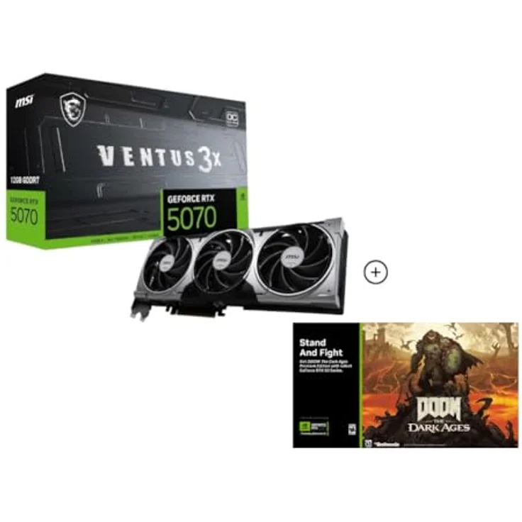MSI GeForce RTX 5070 12G Ventus 3X OC, 12GB GDDR7, 28Gbps, PCIe 5, Boost 2542 MHz, HDMI 2.1b, DisplayPort 2.1b – Bild 1