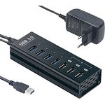 Xystec USB Ladehub: Aktiver USB-3.0-Hub mit 4 Ports & 3 Schnell-Lade-Buchsen (BC 1.2), 4 A (USB Hub mit Schnellladefunktion)