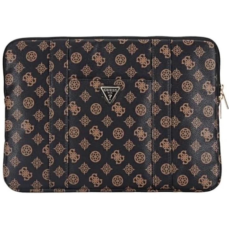 CG MOBILE Guess Sleeve 14" Peony Pocket Triangle Bag, Laptoptasche aus Öko-Leder, Schwarz, für Laptops bis 14 Zoll – Bild 1