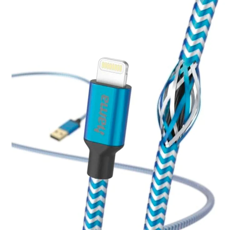 Hama Ladekabel "Reflective", USB-A Lightning, 1,5 m, Nylon, Blau – Bild 2
