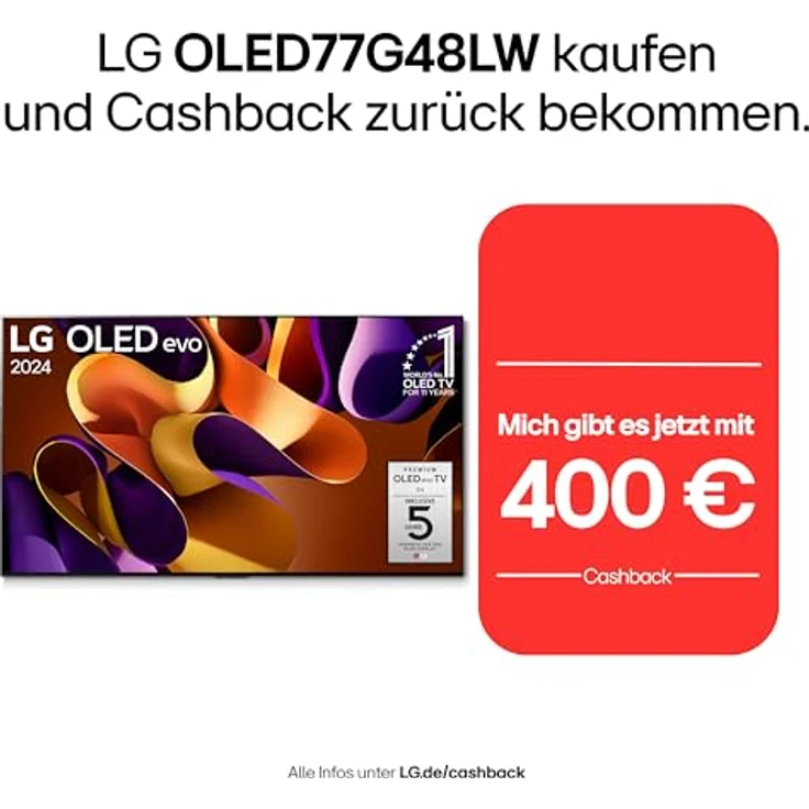 LG OLED77G48LW TV 77" (195 cm) OLED evo Fernseher (α11 4K AI-Prozessor, Dolby Vision, bis zu 120Hz) [Modelljahr 2024], Schwarz – Bild 3