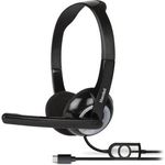 Hamlet HHEADMUS-C, Wired USB-C Headset mit verstellbarem Mikrofon und Lautstärkeregler, Schwarz
